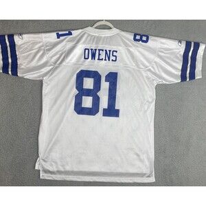 VTG Reebok Jersey Terrell Owens #81 Dallas Cowboys Mens XL 54 White Blue NFL EUC